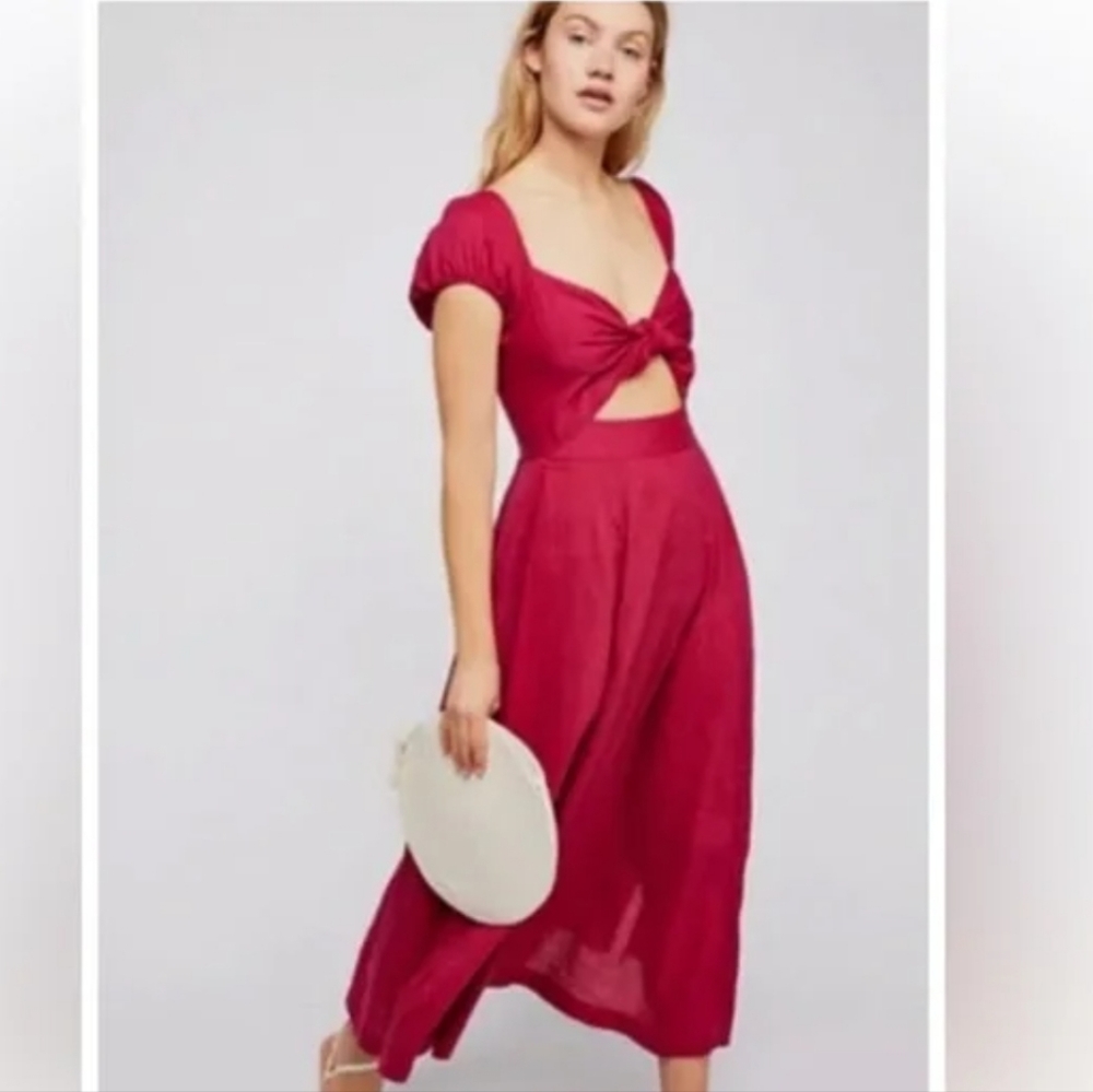 Free People The Getaway midi dress in pink size Medium